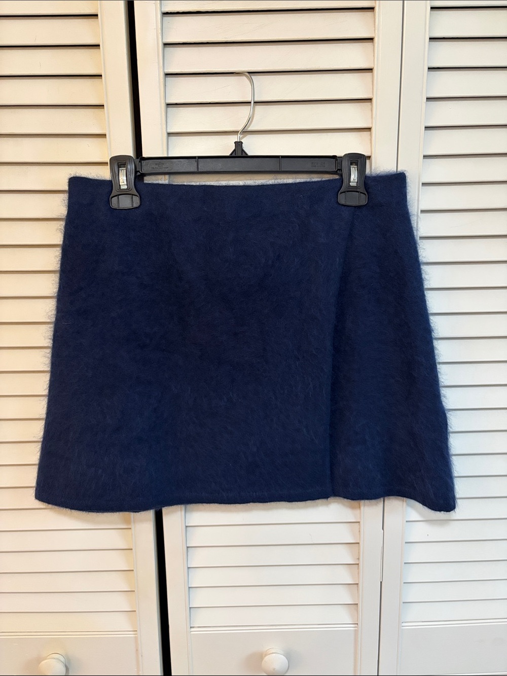 J. Crew 100% Cashmere Women’s Medium Blue Navy Faux Wrap Mini Skirt New
